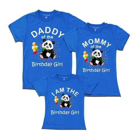 Panda Theme Birthday Girl T-shirts With Dad and Mom