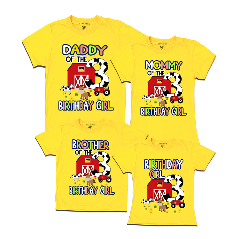 Birthday T-shirts for Girl with Family-Farm House Theme in Yellow  Color available @ gfashion.jpg
