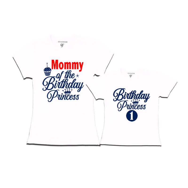First Birthday T-shirt for Princess with Mom in White Color avilable @ gfashion.jpg