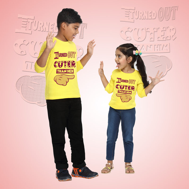 cuter than him-her funny sibling t shirts