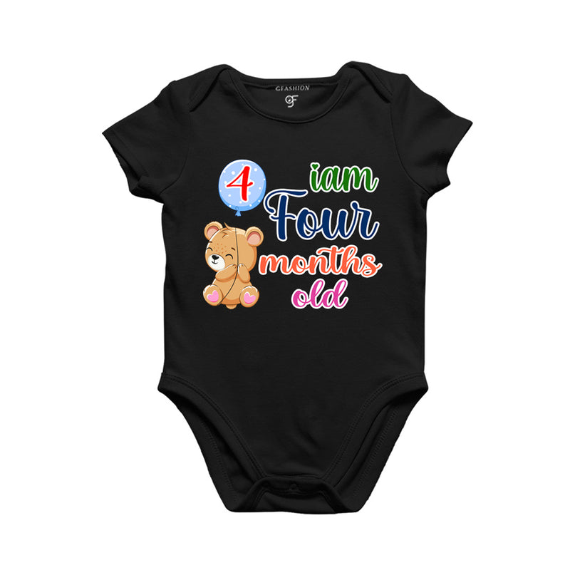 i am four months old -baby rompers/bodysuit/onesie with teddy