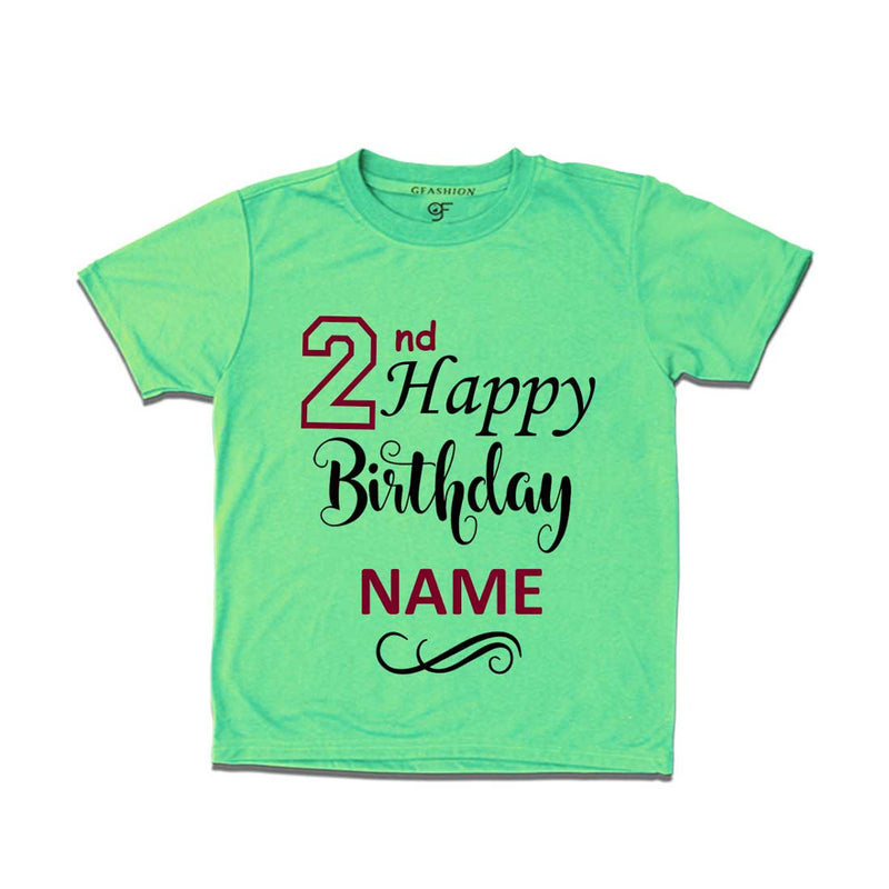 2nd Happy Birthday with Name T-shirt-Pista Green-gfashion 