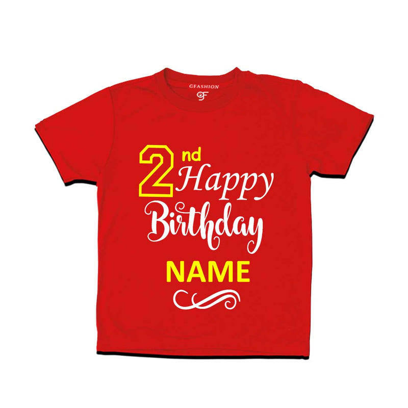 2nd Happy Birthday with Name T-shirt-Red-gfashion 
