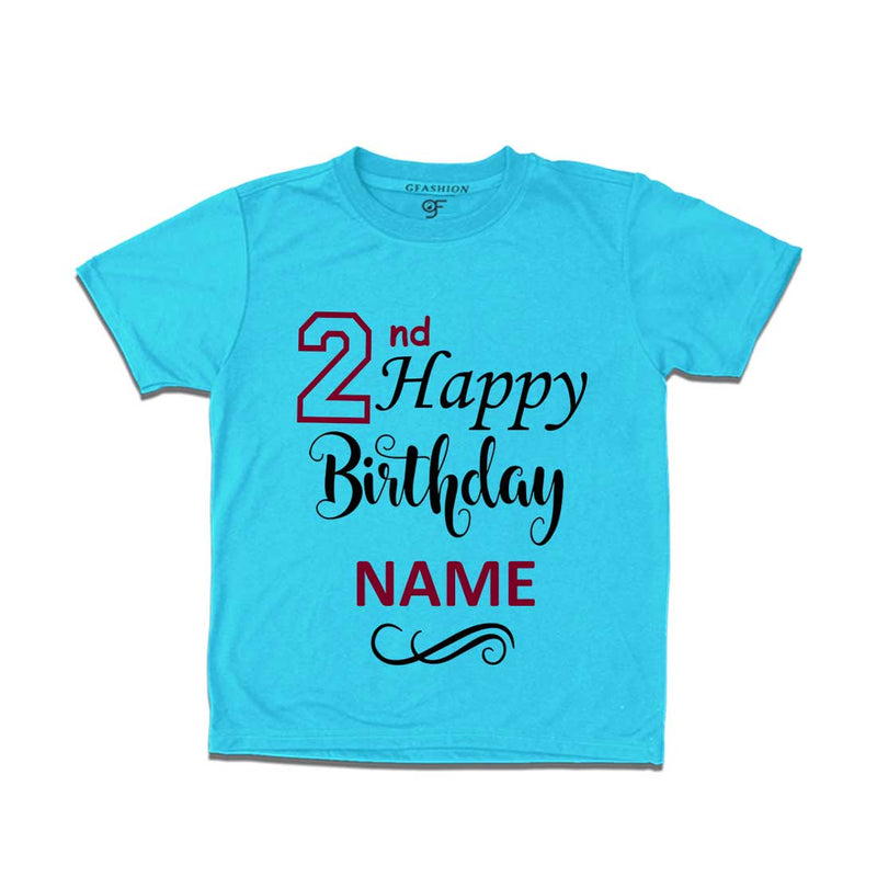 2nd Happy Birthday with Name T-shirt-Sky Blue-gfashion 