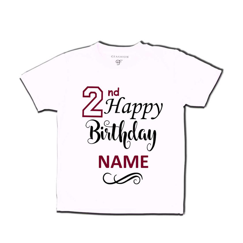 2nd Happy Birthday with Name T-shirt-White-gfashion 