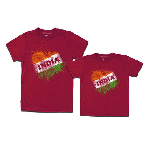 India Tiranga T-shirts for Dad and Son in Maroon color available @ gfashion.jpg