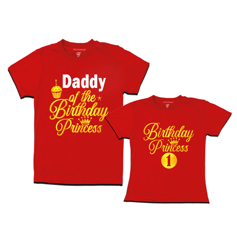 First Birthday T-shirt for Princess with Dad in Red Color avilable @ gfashion.jpg