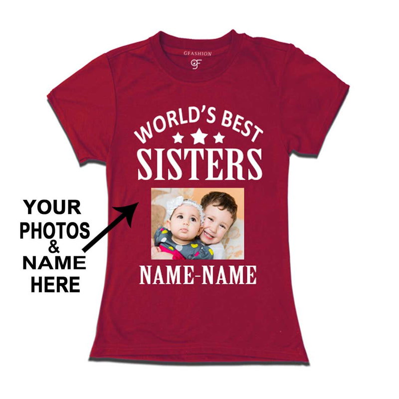 World's Best Sister T-shirt with Photo and Name Customize in Maroon Color  available @ gfashion.jpg