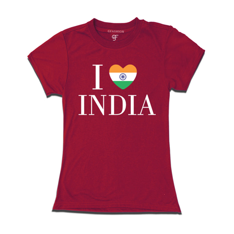 I love India Women T-shirt in Maroon Color available @ gfashion.jpg