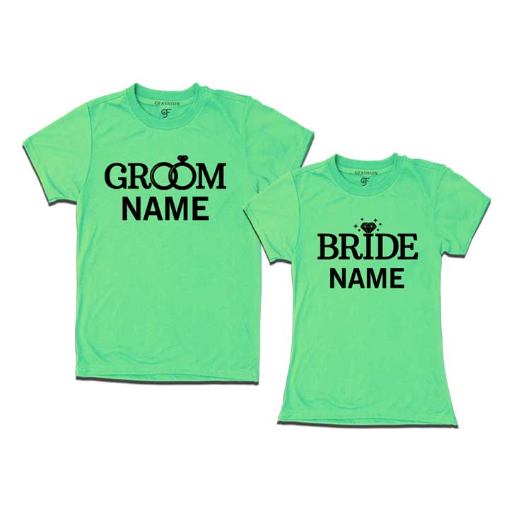 Groom and bride customize text tshirts  for pre wedding shoot