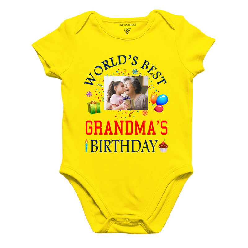World's Best Grandma's Birthday Photo Bodysuit-Rompers in Yellow Color available @ gfashion.jpg