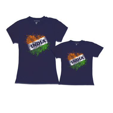 India Tiranga T-shirts for Mom and Daughter in Navy color available @ gfashion.jpg