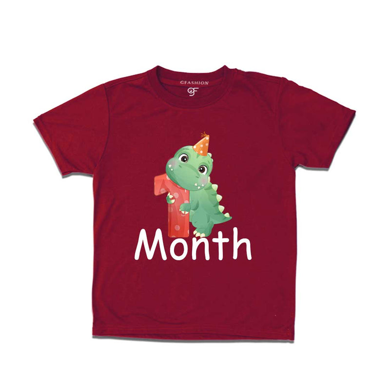 One Month Baby T-shirt in Maroon Color avilable @ gfashion.jpg