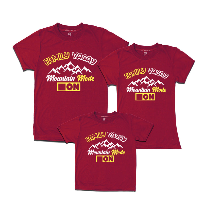 Family Vacay Mountain Mode On T-shirts for Dad Mom and Son in Maroon Color available @ gfashion.jpg