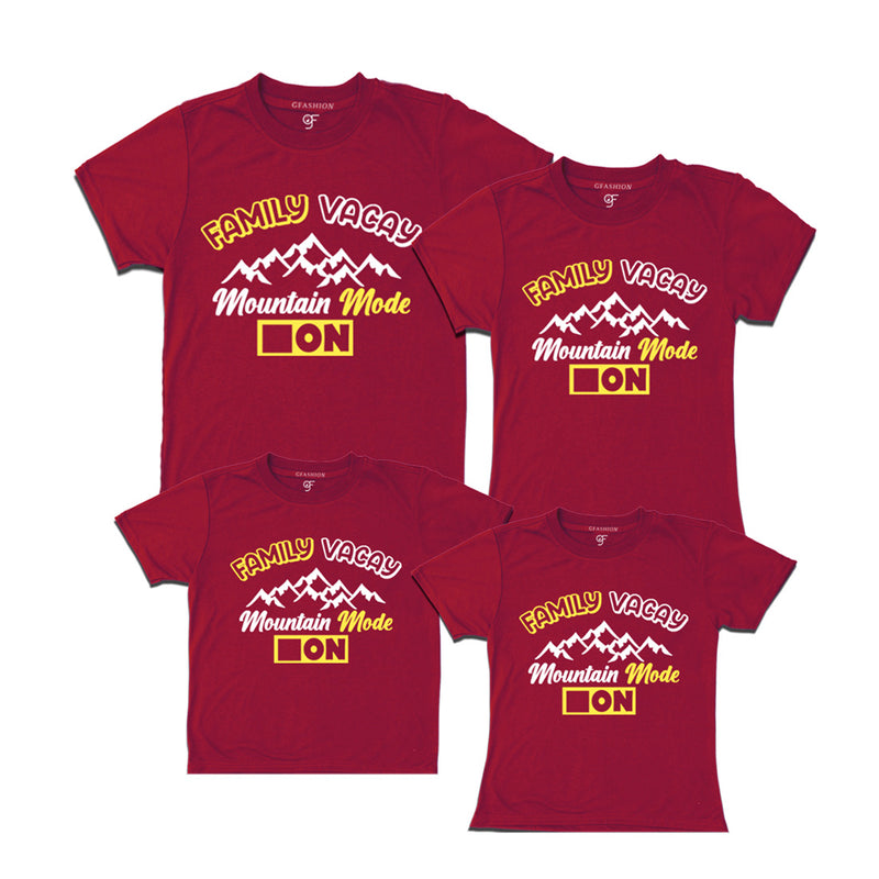 Family Vacay Mountain Mode On T-shirts in Maroon Color available @ gfashion.jpg