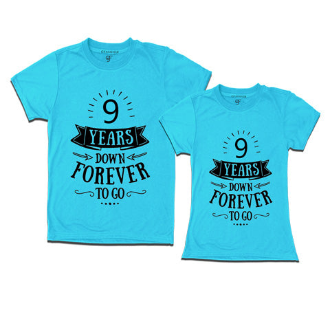 9-years-down-forever-to-go-couple-t-shirts-for-anniversary-gfashion-india-Sky blue