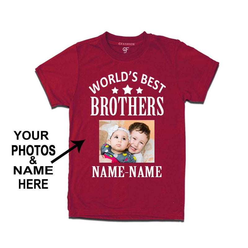 World's Best Brother T-shirt with Photo and Name Customize in Maroon Color  available @ gfashion.jpg