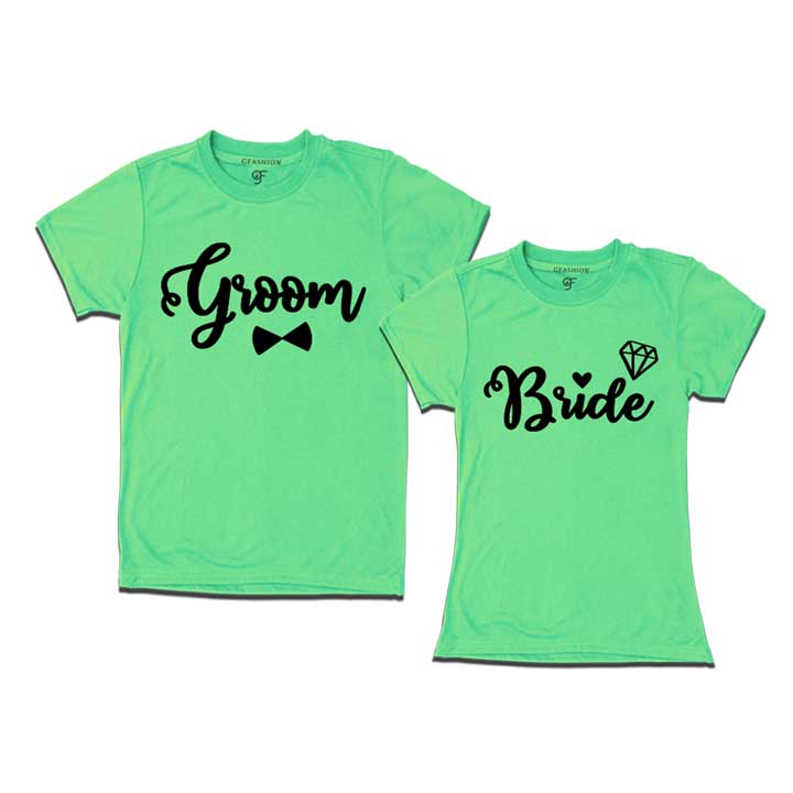 Groom and bride gold print customize t shirts  for pre wedding shoot