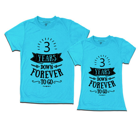 3-years-down-forever-to-go-couple-t-shirts-for-anniversary-gfashion-india-Sky blue