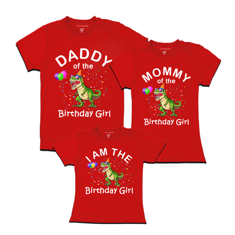 Dinosaur Theme Birthday T-shirts for Dad Mom and Daughter