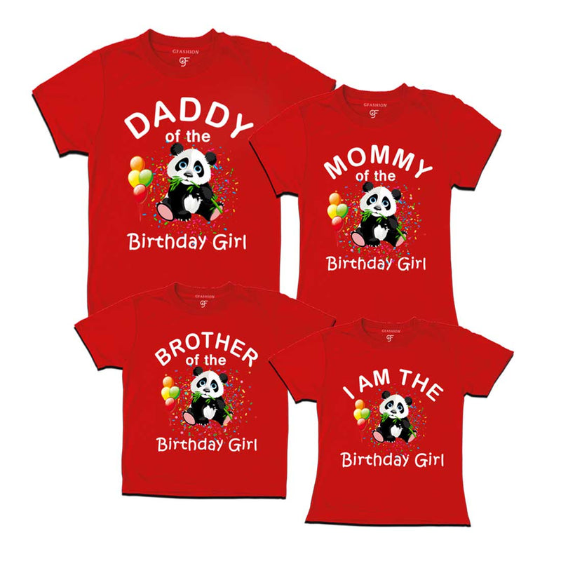 Panda Theme Birthday Girl T-shirts for Family