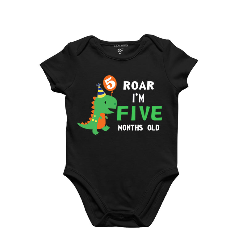 Roar I am Five Month Old Baby Bodysuit-Rompers in Black Color avilable @ gfashion.jpg