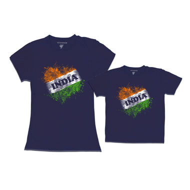 India Tiranga T-shirts for Mom and Son in Navy color available @ gfashion.jpg