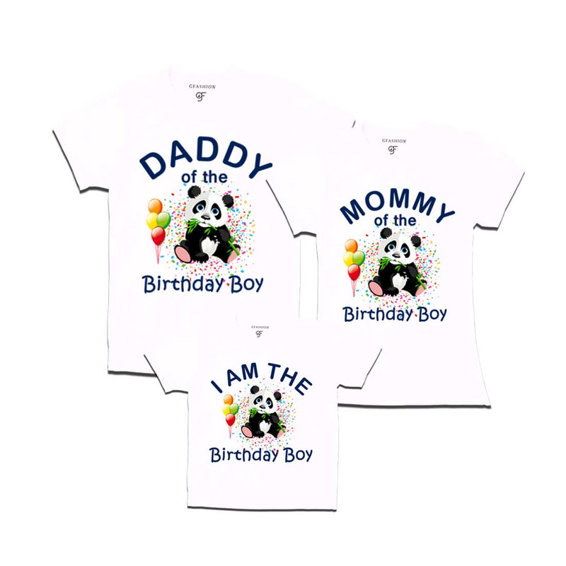 Panda Theme Birthday Boy T-shirts with Dad and Mom