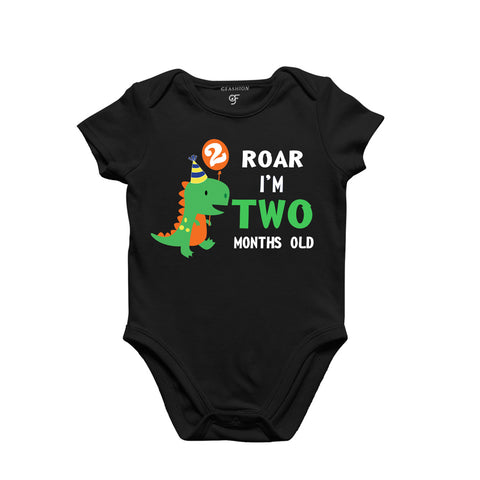 Roar I am Two Month Old Baby Bodysuit-Rompers in Black Color avilable @ gfashion.jpg