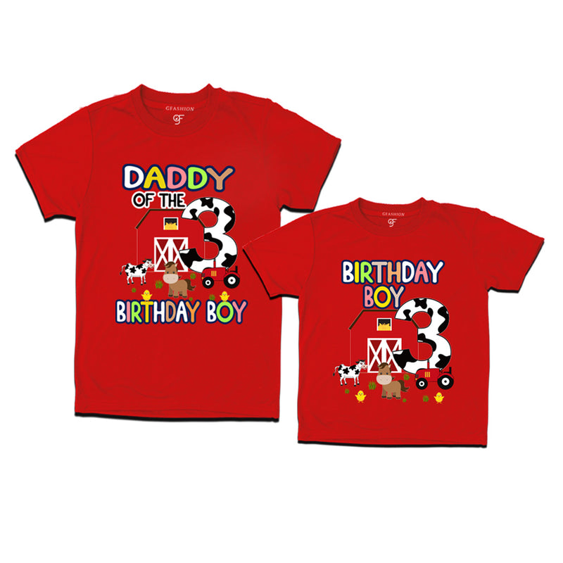 Farm House Theme Birthday T-shirts for Dad  and Son in Red Color available @ gfashion.jpg (2)