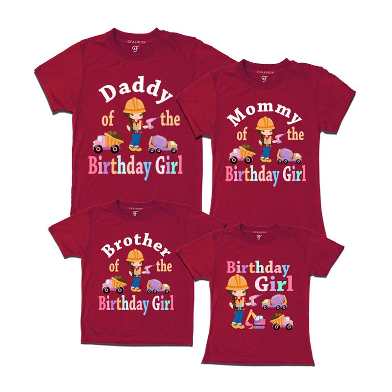 Construction Theme Birthday Girl T-shirts for family
