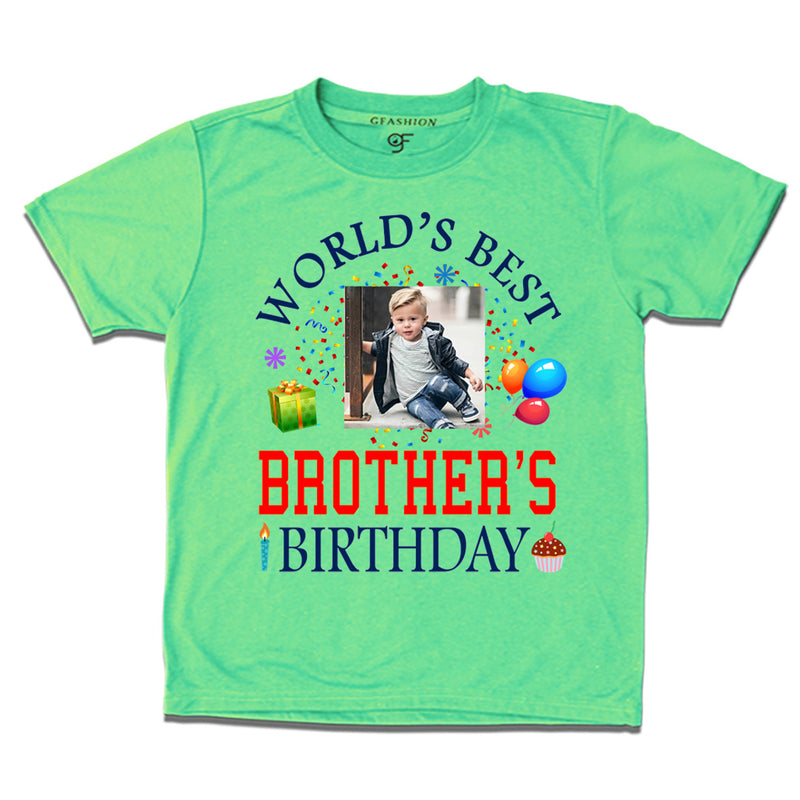 World's Best Brother's Birthday Photo T-shirt in Pista Green Color available @ gfashion.jpg