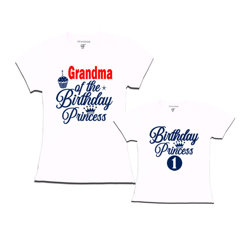 First Birthday T-shirt for Princess with Grandma in White Color avilable @ gfashion.jpg