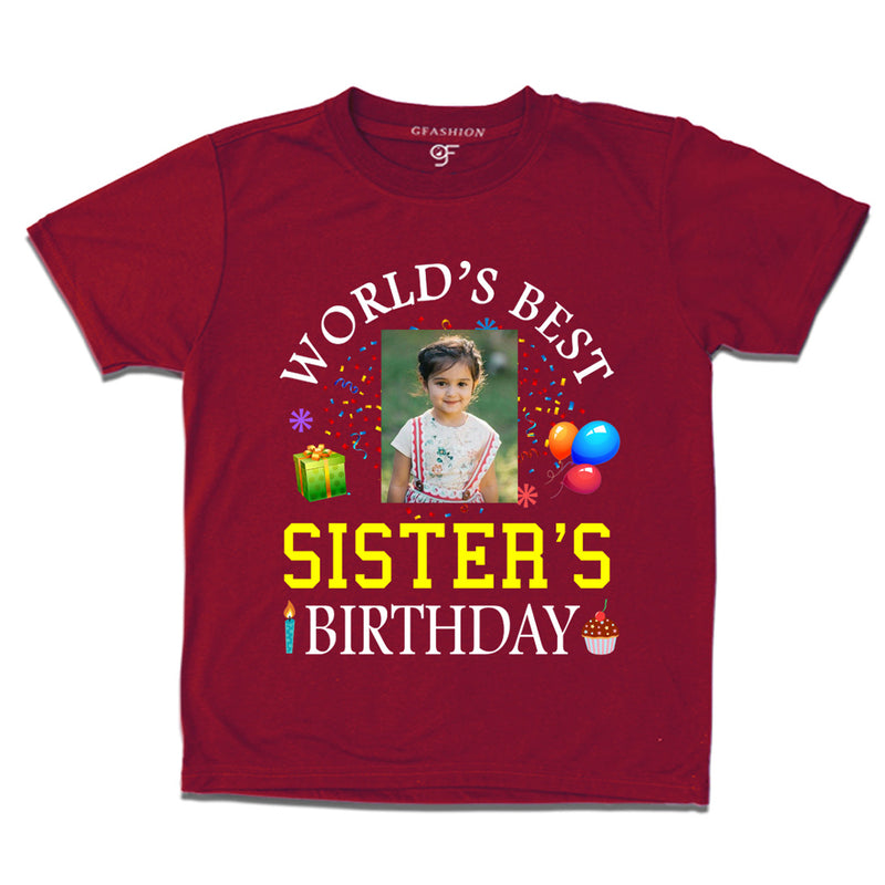 World's Best Sister's Birthday Photo T-shirt in Maroon Color available @ gfashion.jpg