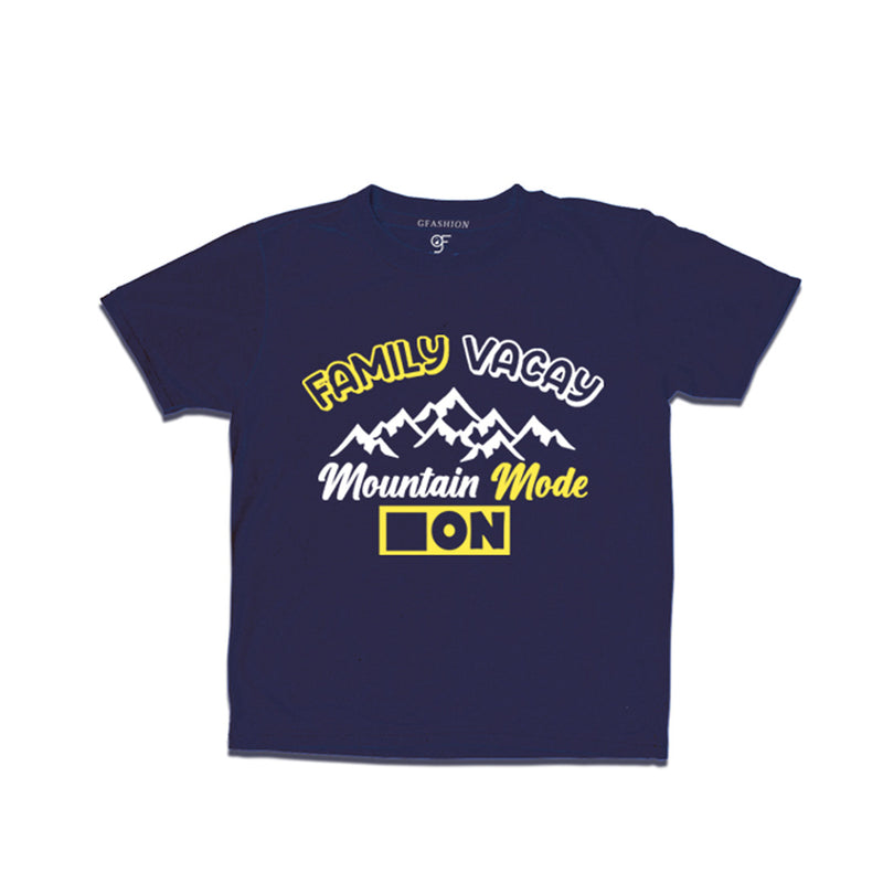 Family Vacay Mountain Mode On T-shirts in Navy Color available @ gfashion.jpg