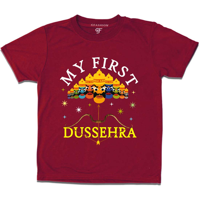 My First Dussehra Boy T-shirt in Maroon Color available @ gfashion.jpg