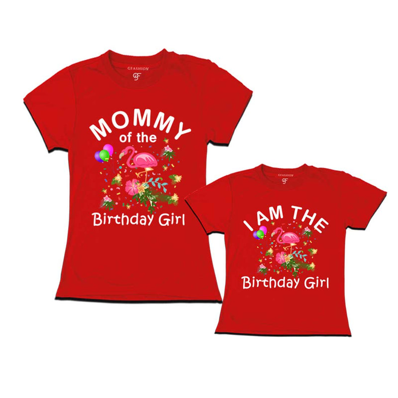 Flamingo Theme Birthday T-shirts for Mom and Daughter in Red Color available @ gfashion.jpg