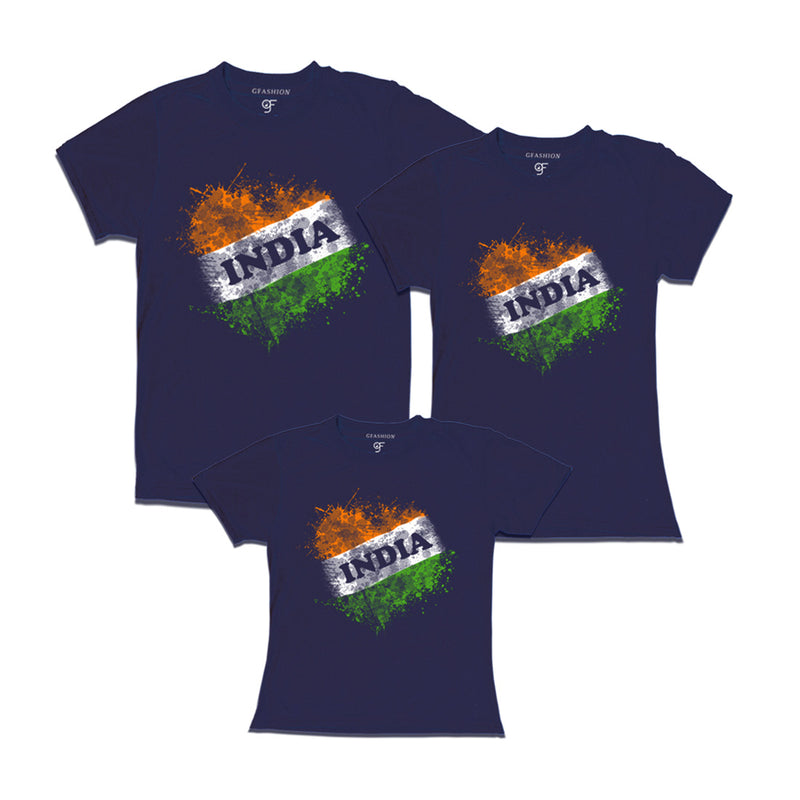 India Tiranga Dad, Mom and Daughter T-shirts in Navy color available @ gfashion.jpg