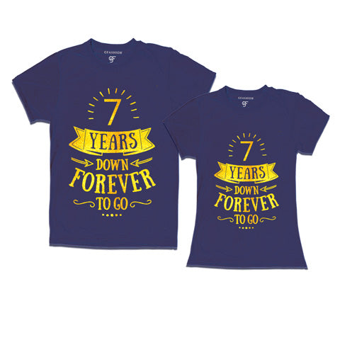 7-years-down-forever-to-go-couple-t-shirts-for-anniversary-gfashion-india-Navy