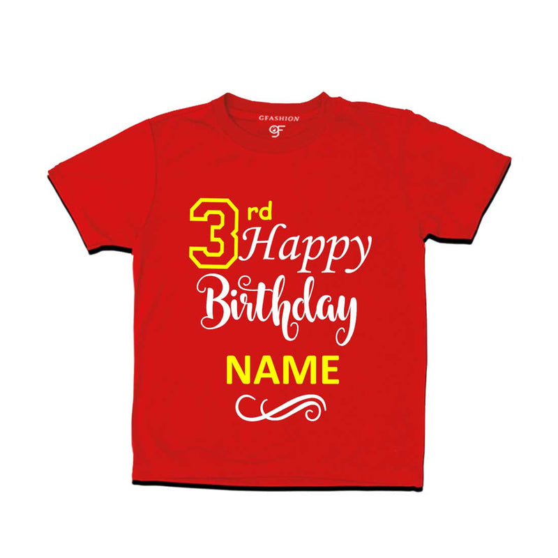 3rd Happy Birthday with Name T-shirt-Red-gfashion