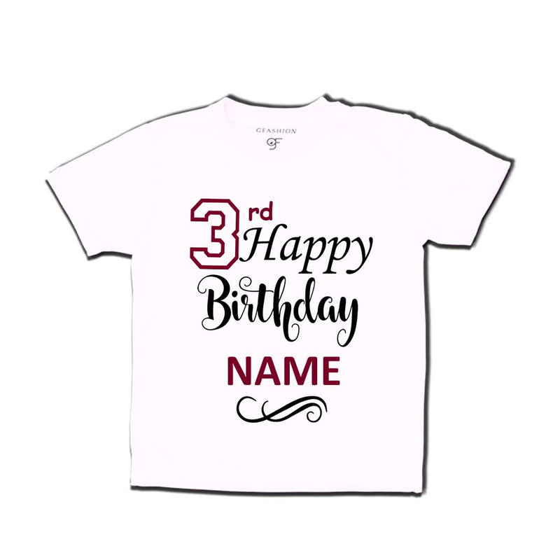 3rd Happy Birthday with Name T-shirt-White-gfashion