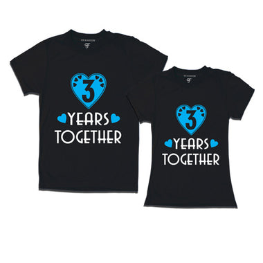 3 years together anniversary t shirts- 3rd year anniversary -black