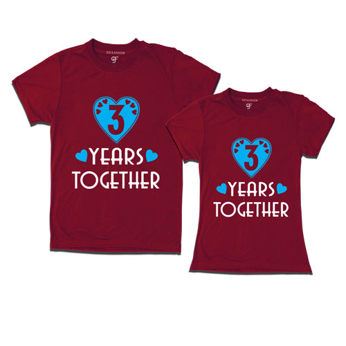 3 years together anniversary t shirts- 3rd year anniversary -maroon