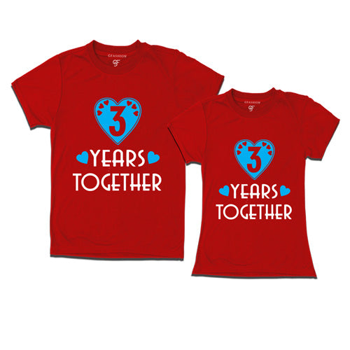 3 years together anniversary t shirts- 3rd year anniversary -red