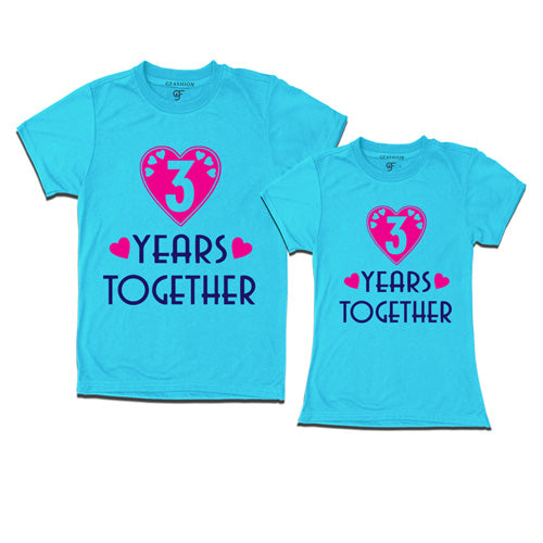 3 years together anniversary t shirts- 3rd year anniversary -skyblue