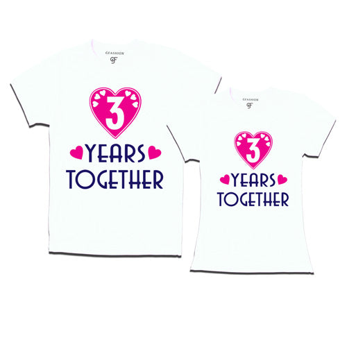 3 years together anniversary t shirts- 3rd year anniversary -white
