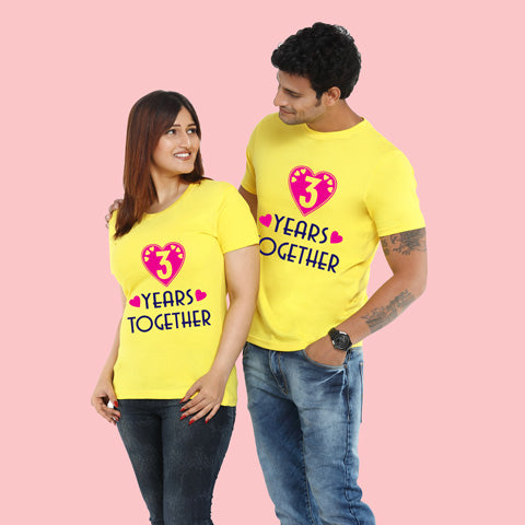 3 years together anniversary tshirts for couples