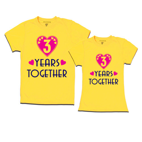3 years together anniversary t shirts- 3rd year anniversary -yellow