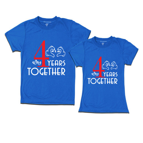 4 years together-4th anniversary t shirts-blue