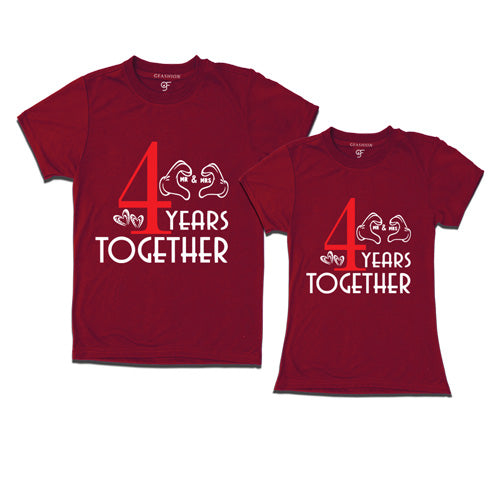 4 years together-4th anniversary t shirts-maroon